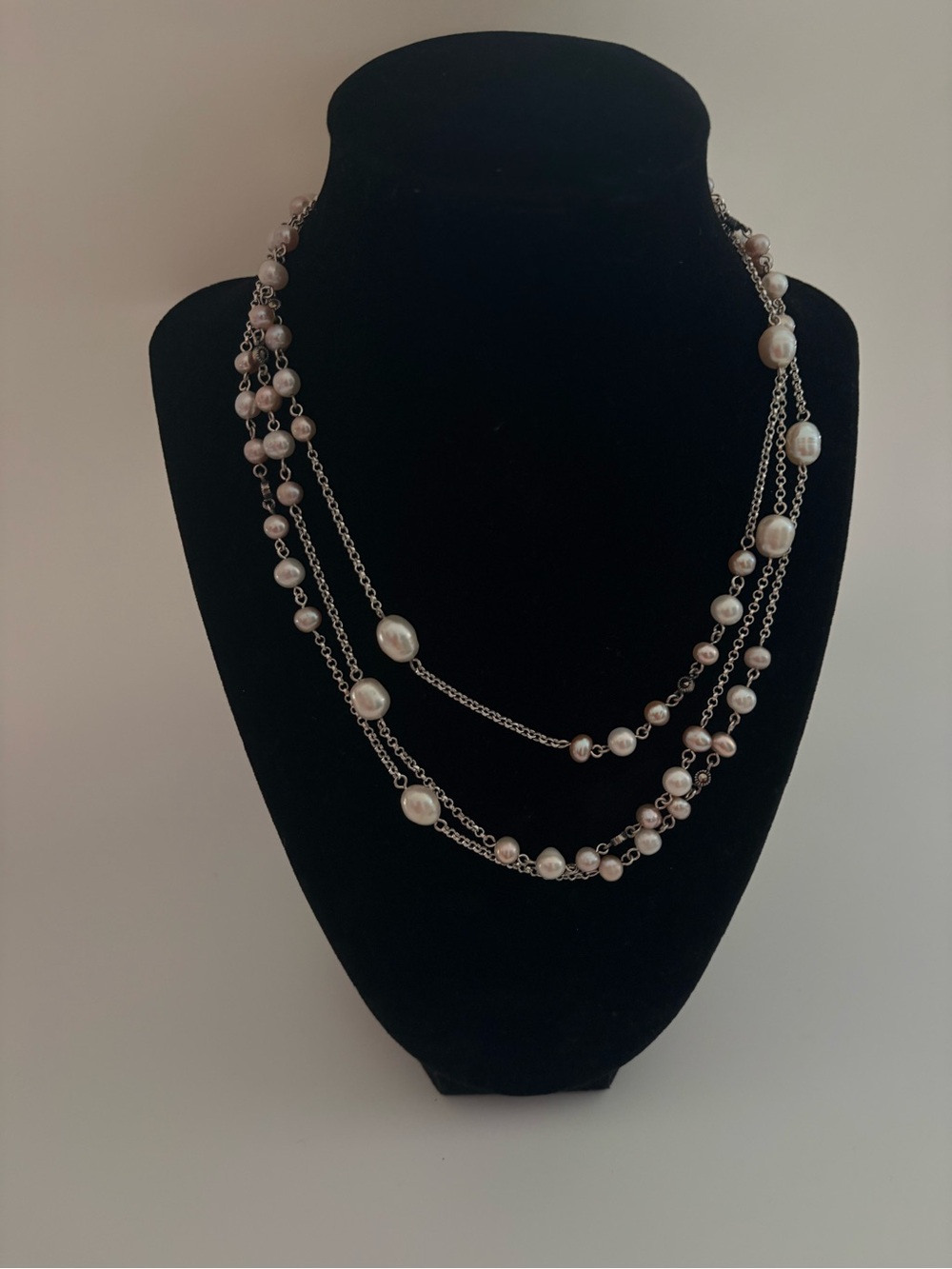 Multi-Strand Sterling Silver Pearl Necklace - Women Jewelry - Picture 3 of 7